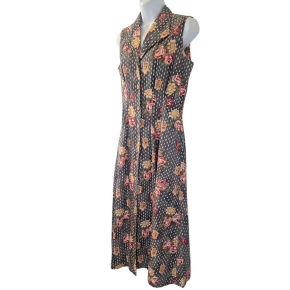 J Peterman  floral cotton fit and flare sleeveless midi dress size 6 - Picture 3 of 6